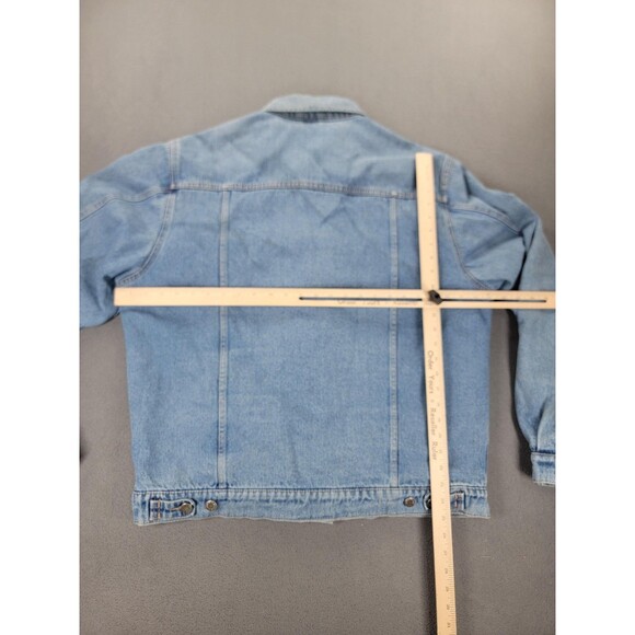 Wrangler HERO Jacket Mens XLT Blue Denim Trucker Blanket Lined Button retro - Picture 9 of 12